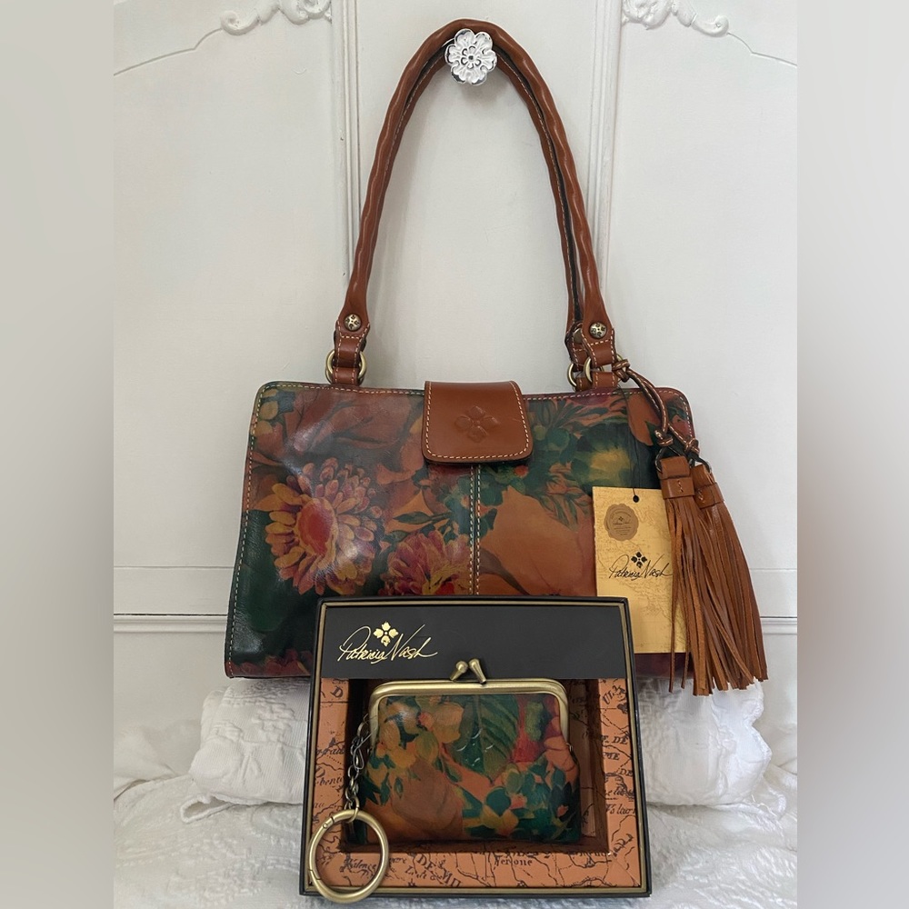Patricia Nash Floral * Rienzo* Satchel & *Borse* Keychain Set. NWT